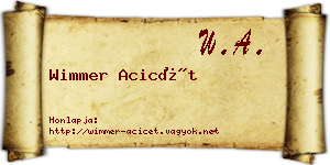 Wimmer Acicét névjegykártya